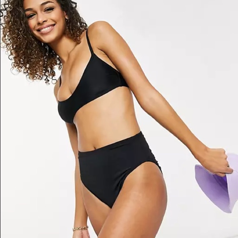 New Look black high waist coverage swim bottoms
